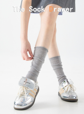 芭蕾风薄款微透小腿袜中筒袜堆堆袜网纱防晒灰色长袜堆堆袜配短裙