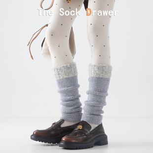加绒加厚毛圈堆堆袜腿套女士秋冬天韩版 复古撞色ins潮袜护腿袜套