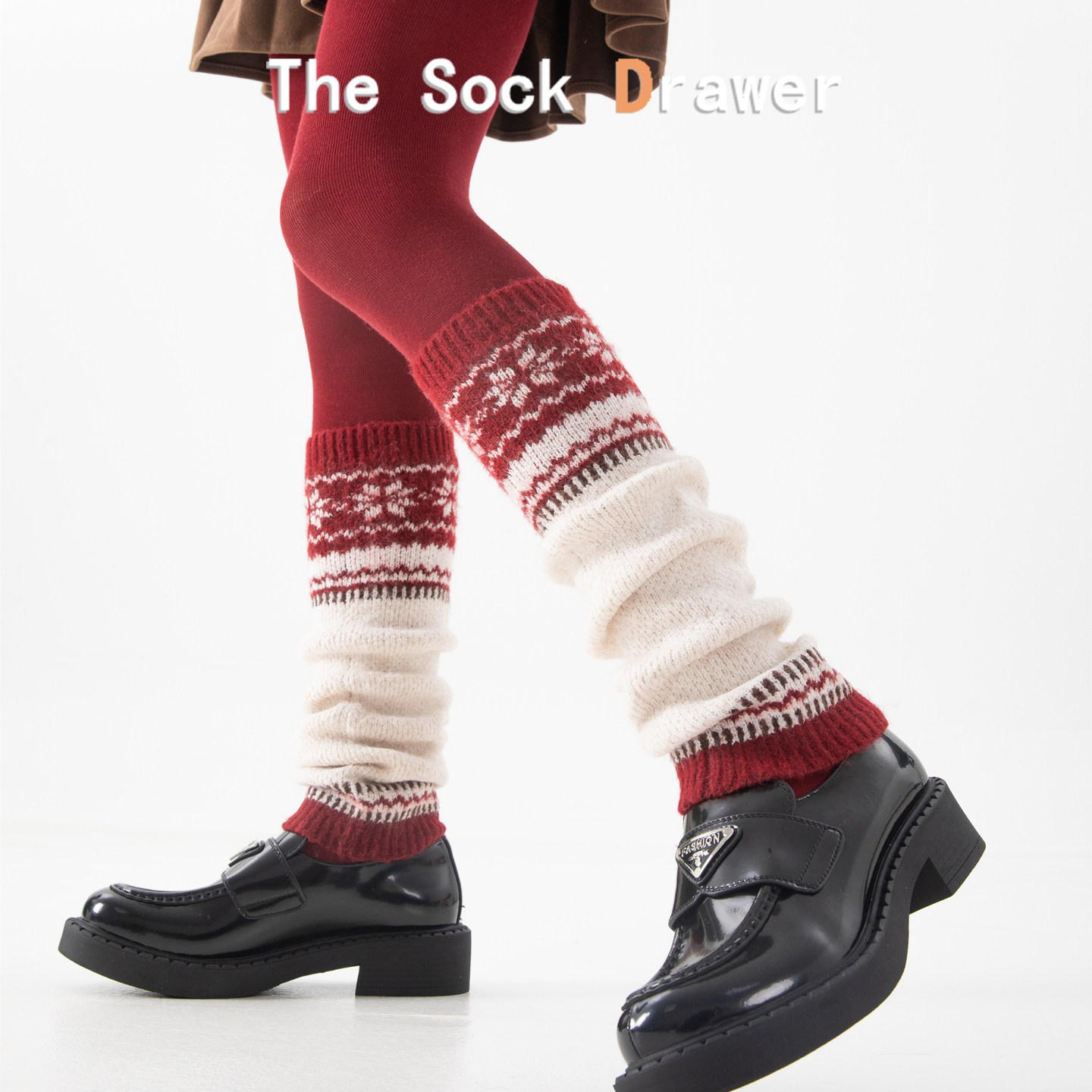 堆堆袜套女士秋冬款外穿高颜值红色费尔岛复古羊毛小腿袜学院风,女士内衣/男士内衣/家居服,中筒袜,淘宝优惠券,粉丝福利购,淘宝优惠卷