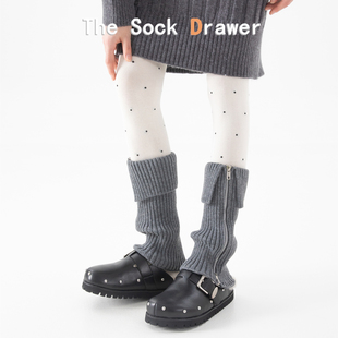 重工金属拉链袜套女士秋冬款 翻边阔腿微喇y2k辣妹小腿堆堆袜腿套