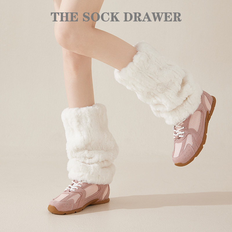 防滑防掉袜子女秋冬季袜套加绒加厚保暖毛毛堆堆袜配雪地靴腿套