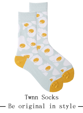 Twnn Socks袜子女中筒袜鸡蛋女士运动长袜棉韩版学院风个性卡通袜