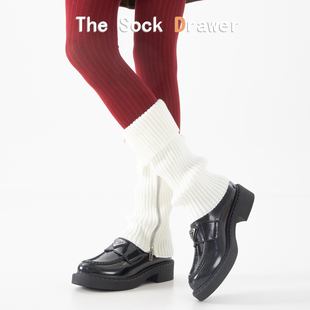 针织袜套女白色翻边阔腿小腿袜日系jk辣妹亚文化堆堆袜腿套学院风