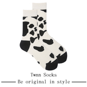 Twnn Socks可爱奶牛纹长袜女潮韩版 学院风少女中筒袜纯棉中长袜子