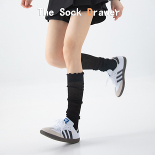 堆堆袜2026新款 长袜 花边袜子黑色叠穿慵懒感小腿袜女夏天外穿薄款