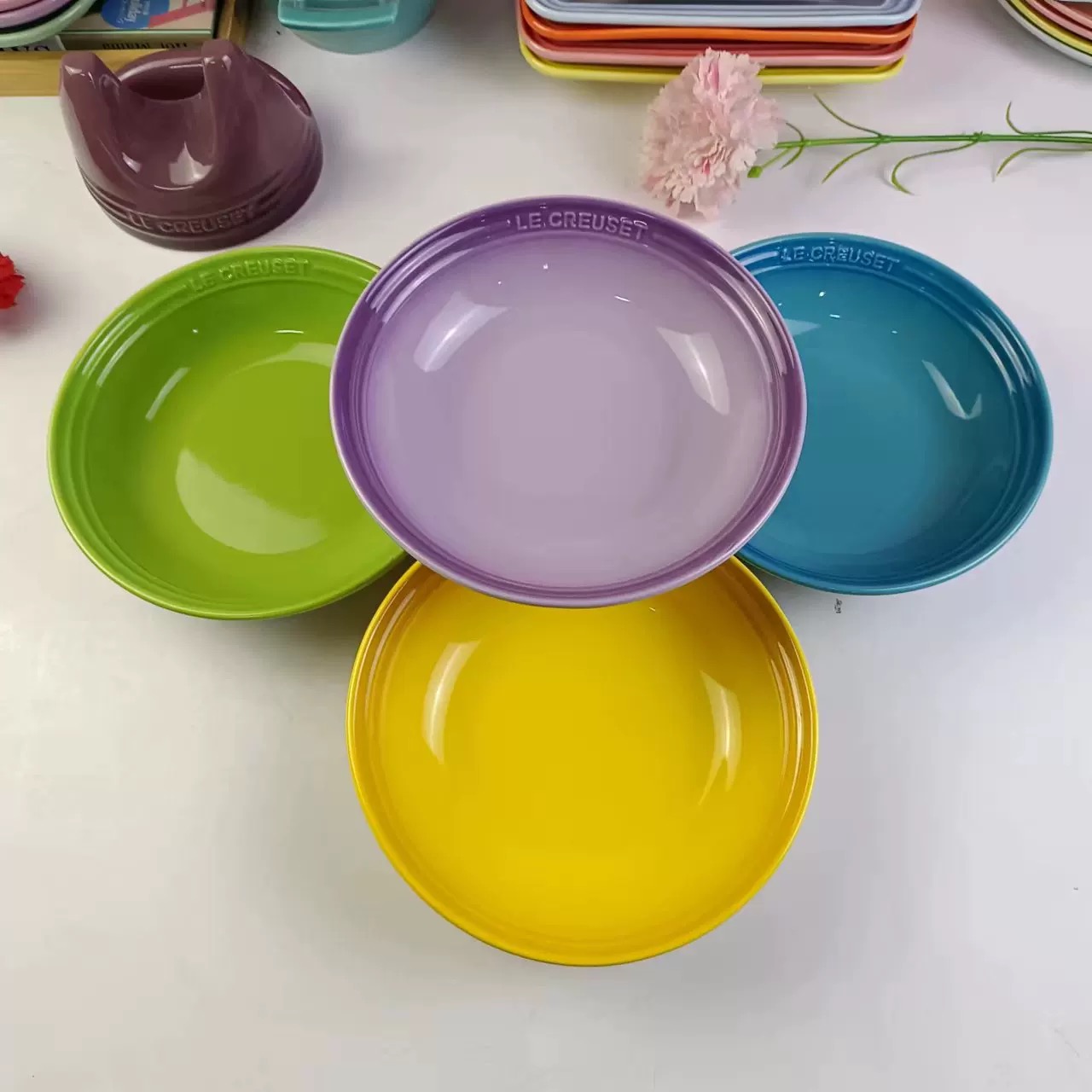 陶瓷盘子渐变色艺术时尚中式18cm菜盘家用彩虹马卡龙麦片碗