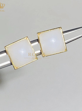 ROYAL珠宝新疆和田玉耳钉中式风格18K金镶嵌日常佩戴送老婆妈妈礼