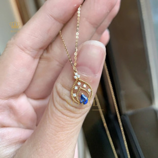 ROYAL珠宝0.18CT蓝宝石项链18K金镶嵌钻石送女友老婆女儿节日礼物