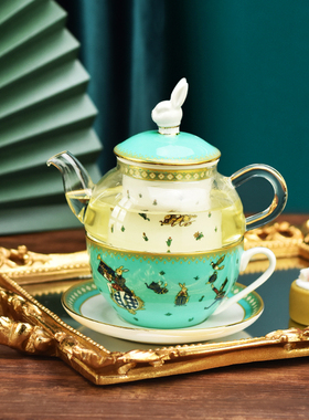 布兰兔blanbunny 国王后花园迷你子母壶装礼盒英式茶具杯碟送胸针