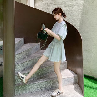 慵懒风休闲运动风卫衣套装女2025夏季新款高腰短裤裙两件套小个子