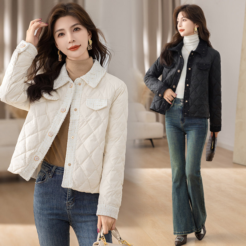 小香风羽绒服女白鸭绒小个子时尚洋气短款保暖外套年2025冬季新款