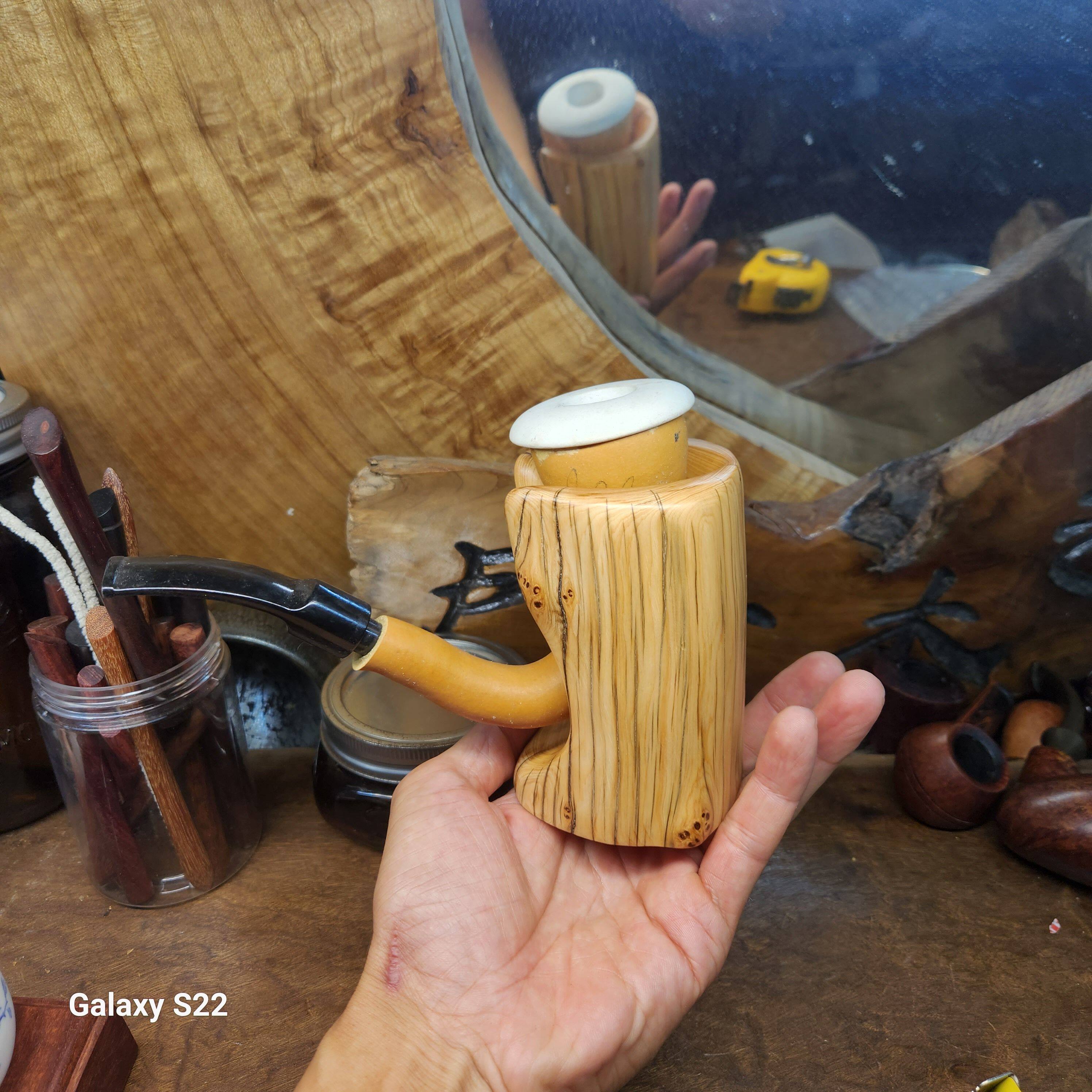 高档手工实木葫芦斗单位烟斗架太行崖柏直弯斗通用烟斗展示架座托