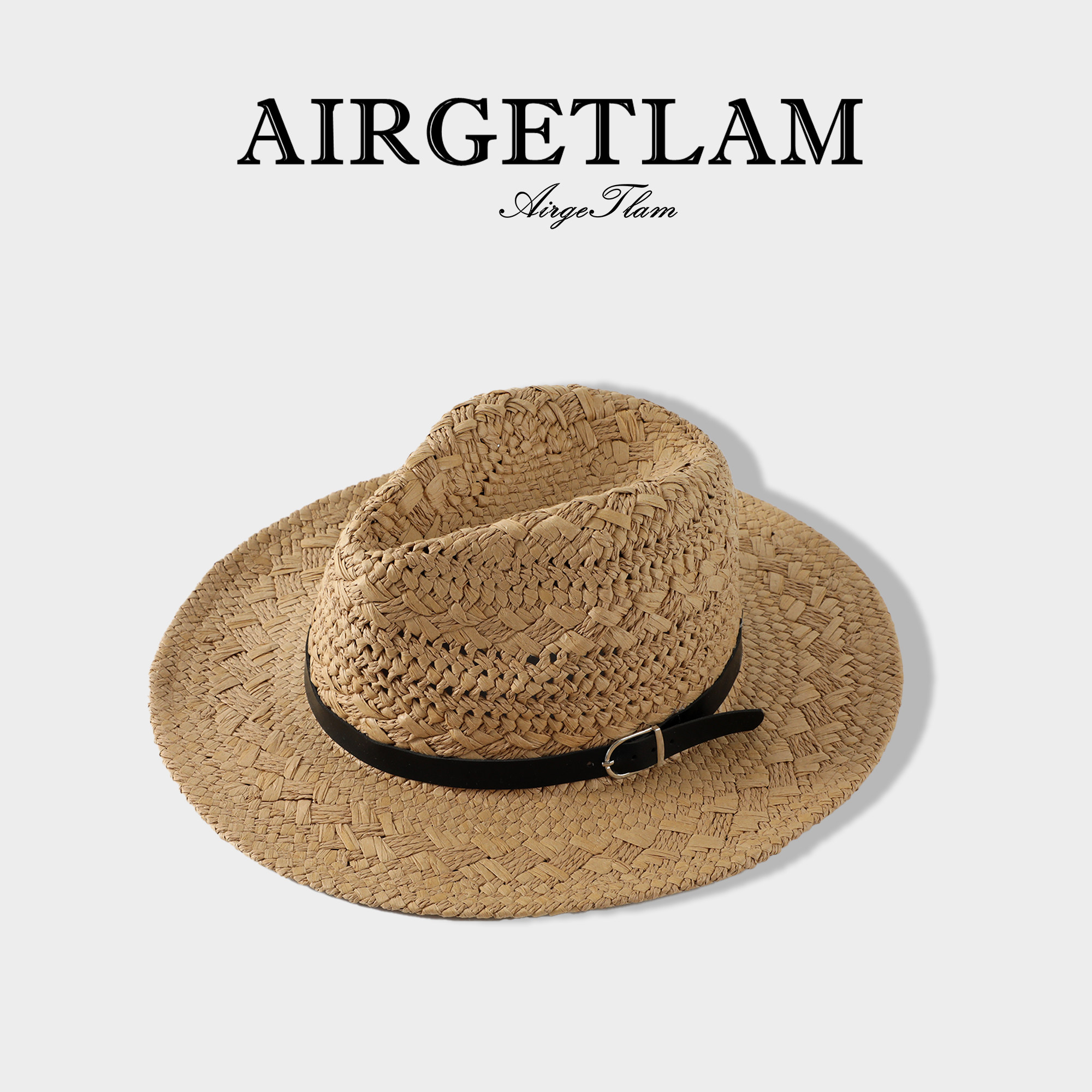 AirgeTlam/法式老钱风镂空编织巴拿马草帽女夏季防晒遮阳爵士礼帽