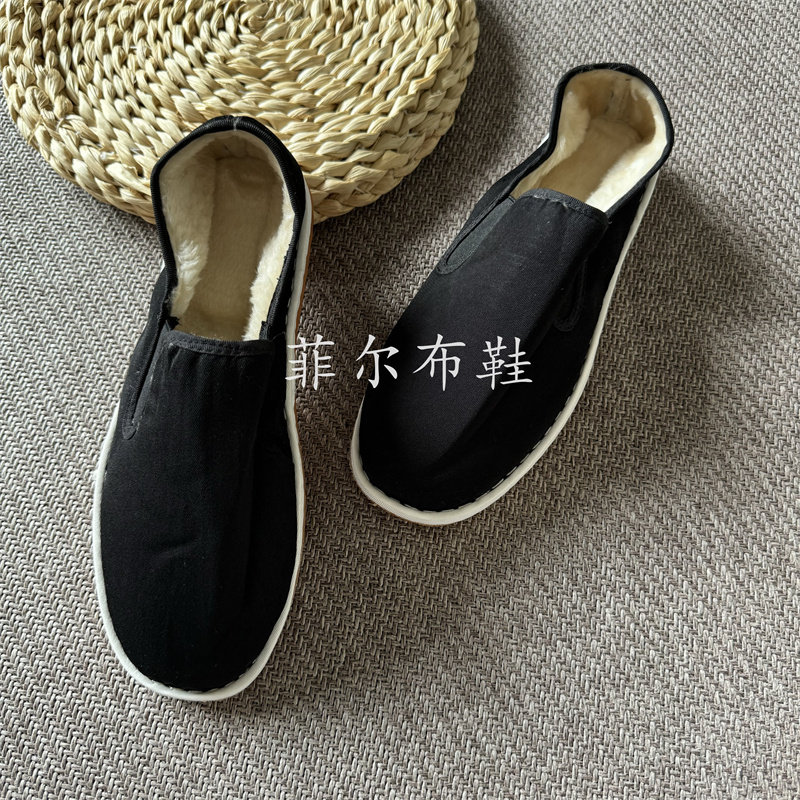 西山布鞋冬季保暖加绒台州纯手工牛筋底老北京男女工作鞋开车棉鞋