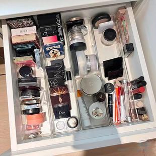 可伸缩眼影粉饼口红化妆刷抽屉分隔收纳 梳妆台透明化妆品整理格