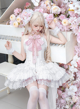 蝴蝶缎带 原创lolita芭蕾轻lo洋装jsk吊带裙短裤连衣裙套装