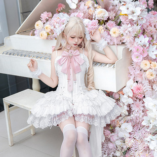 蝴蝶缎带 原创lolita芭蕾轻lo洋装jsk吊带裙短裤连衣裙套装