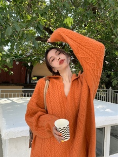 大码女装秋季新款麻花V领长袖毛衣女胖MM显瘦中长款针织衫外套