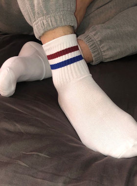 潮袜部落春夏季男女士短筒袜学院风吸汗防臭纯棉透气条纹ins潮厚