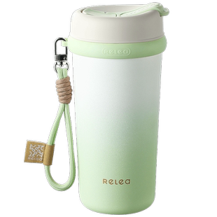 带吸管保温杯女生高颜值316L不锈钢陶瓷内胆水杯子2024新款咖啡杯