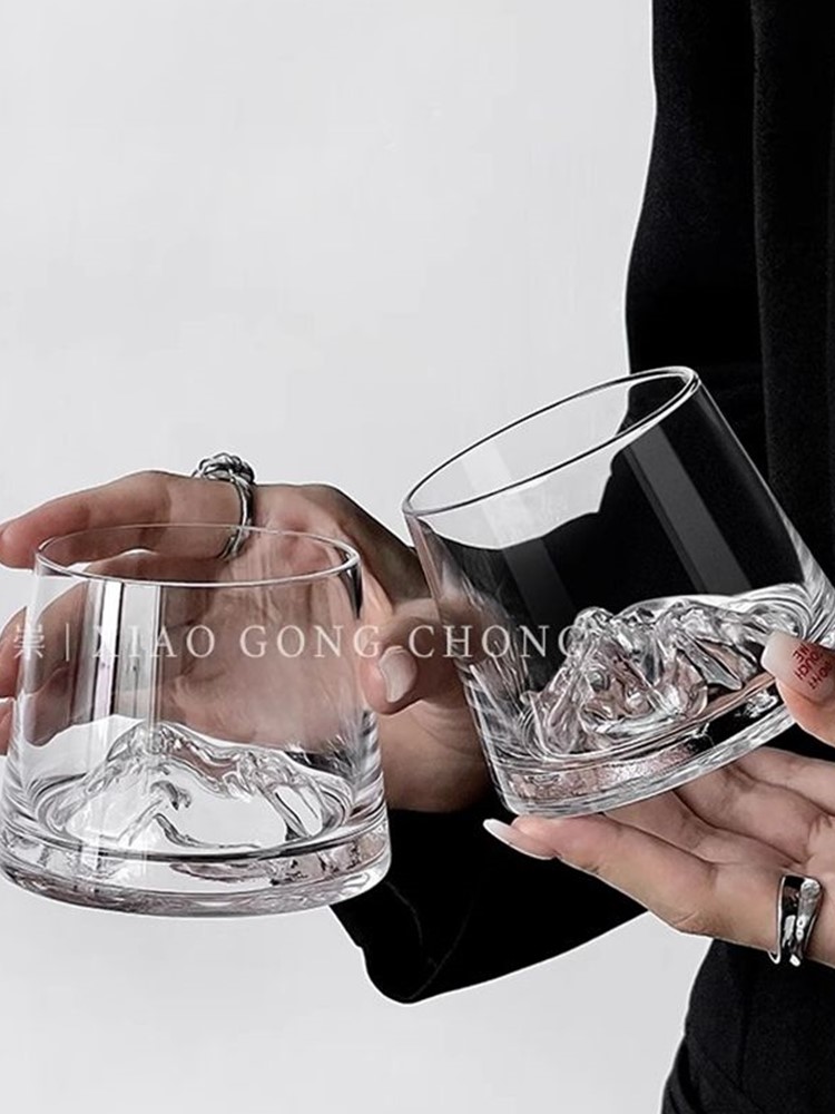 ins风日式富士山杯观山杯办公室家用茶杯威士忌酒杯洋酒玻璃杯子