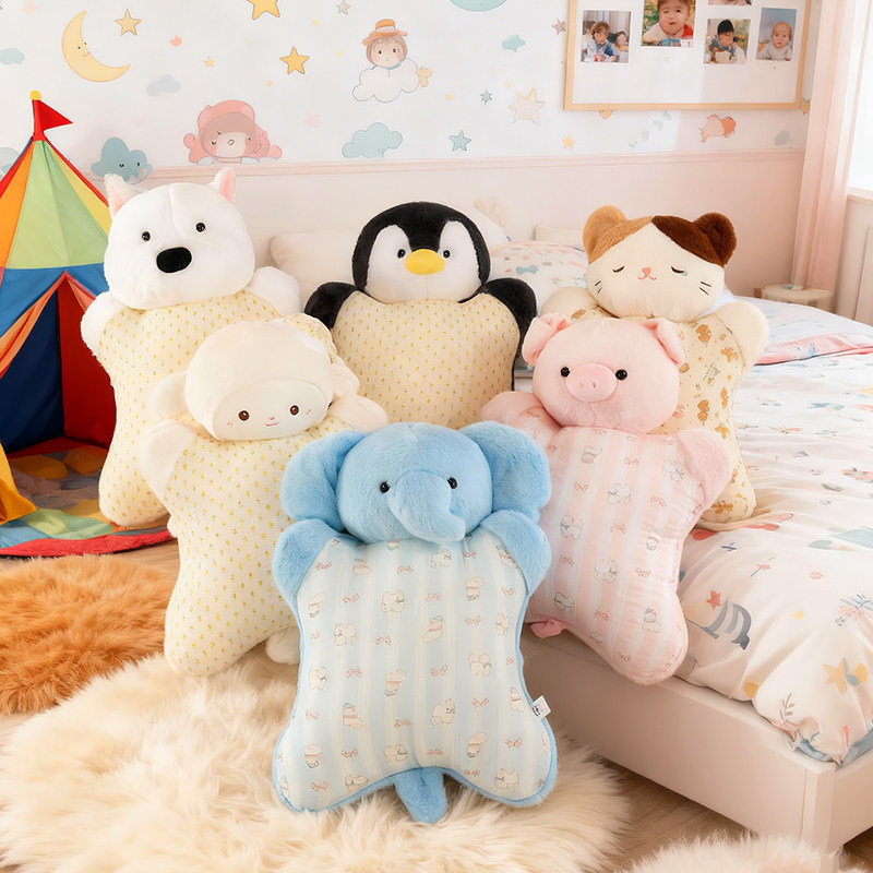 可爱小动物小猪毛绒玩具大象捏捏抱枕羊玩偶布艺沙发摆件生日礼物