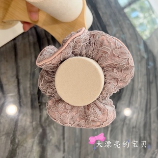 太美了 施华利绝美发圈 粉色蕾丝拼接醋酸发绳 丸子头盘发饰品