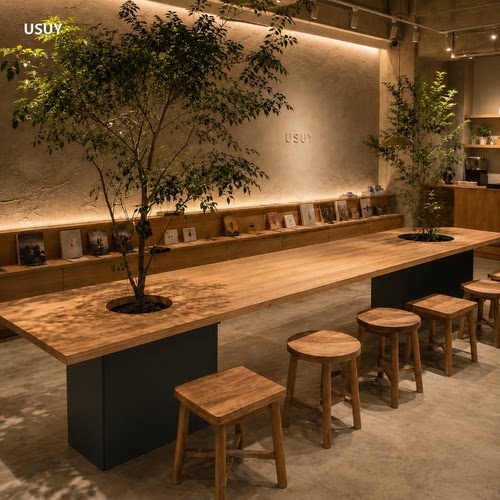USUY商业定制原木实木吧台桌