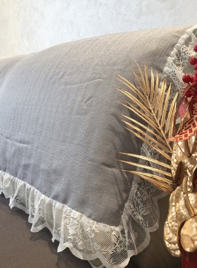 蕾丝边床头罩布艺盖巾简约款防尘保护罩通用型中式可盖沙发灰色