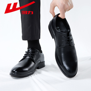 回力皮鞋男款2025新款夏季商务正装英伦风新郎结婚休闲黑色潮鞋男
