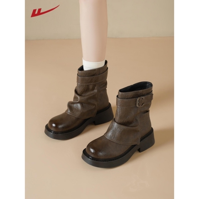 回力美拉德厚底马丁短靴女秋冬