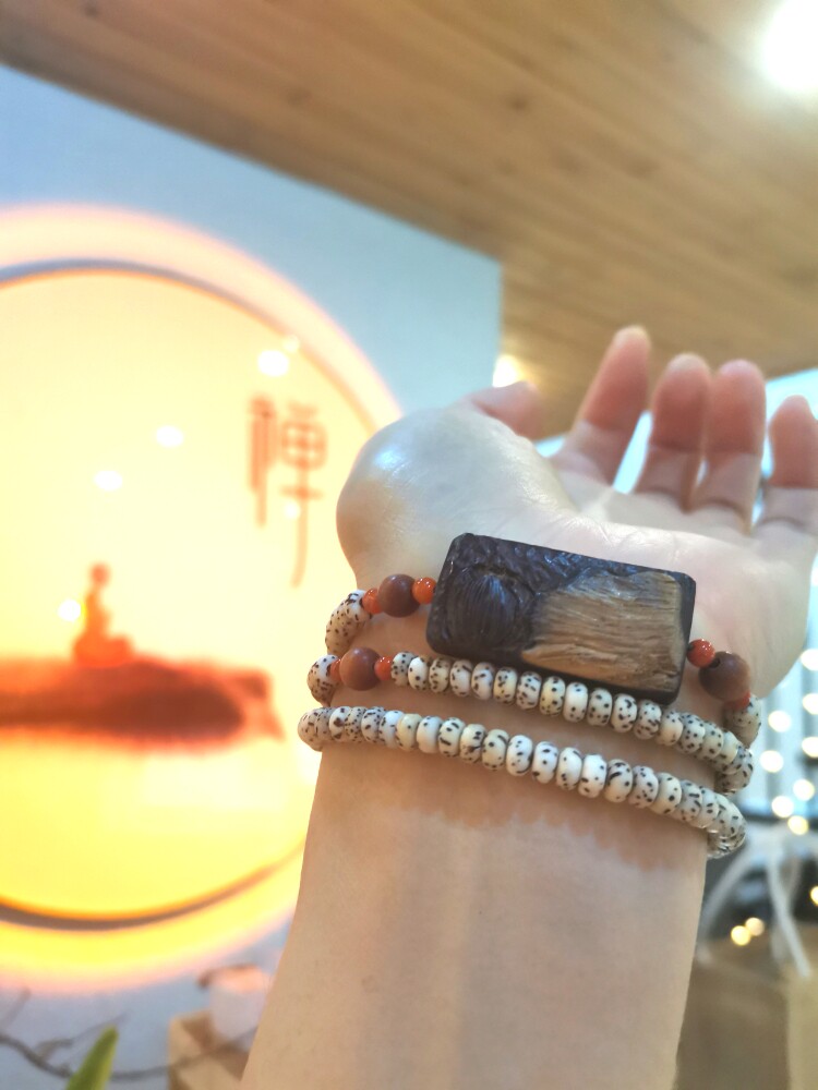 皆婵®【莲华】天然印度小叶紫檀纯手工带皮巧雕手链项链女现货