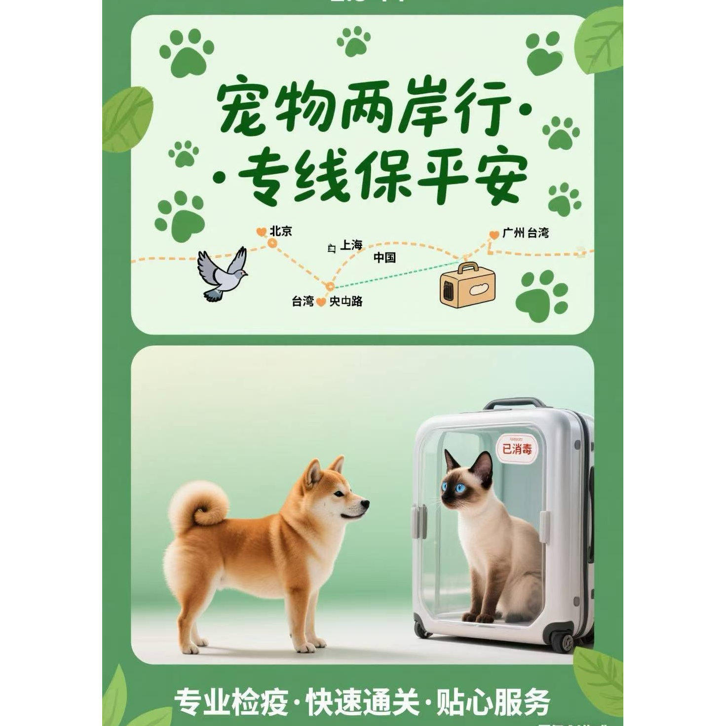 连锁托运宠物空运专车到台湾香港宠物托运
