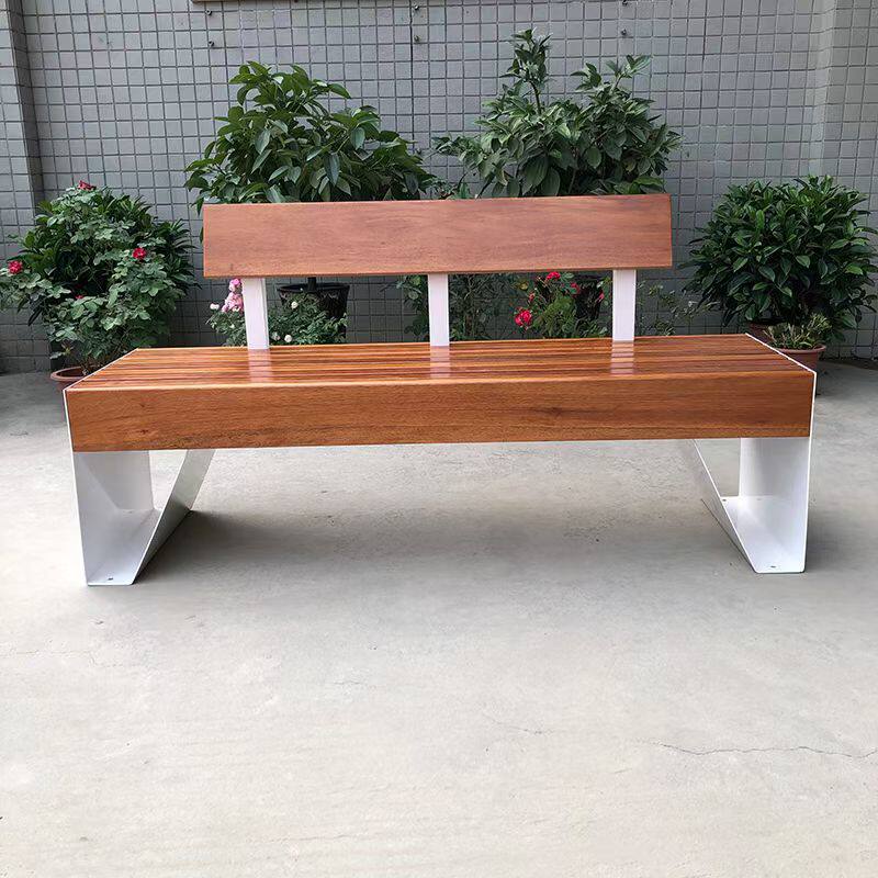 公园长椅铁艺不锈钢造型椅塑木防腐木靠背座椅小区广场景区学校