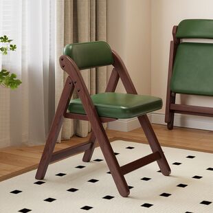 凳实木折叠椅子靠背可麻将软包休闲椅家凳子小户型餐椅叠放用餐