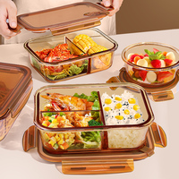 玻璃饭盒可微波炉加热专用碗带盖上班带饭餐盒分格便当水果保鲜盒
