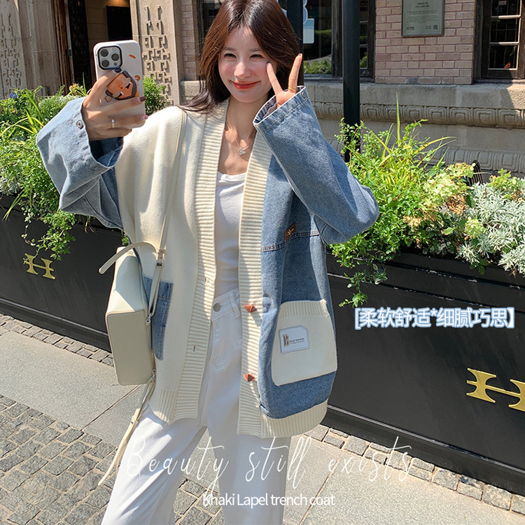 ，0）牛仔拼接针织短外套2D120-F581-P155-K238,女装短外套,2D120