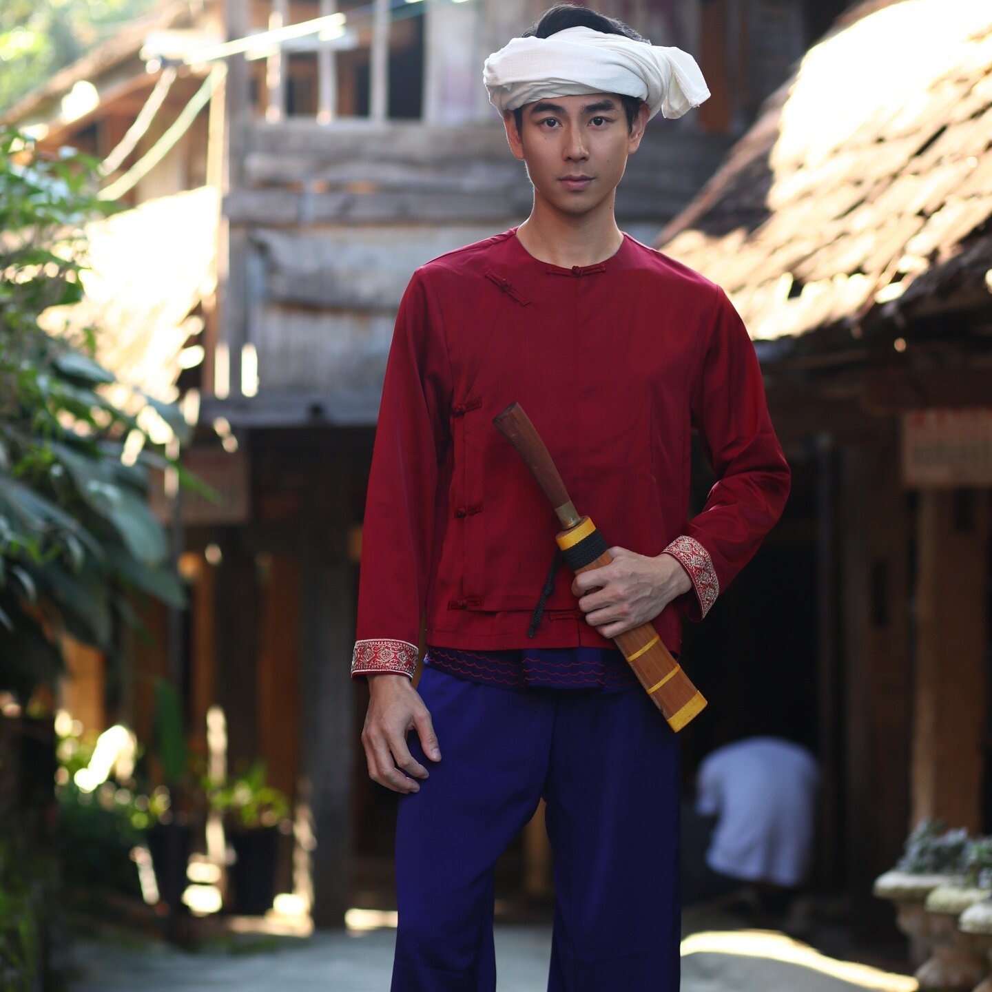 沙芭利 云南傣族男装套装 传统民族风服饰 傣泐东南亚舞蹈表演服