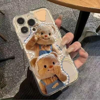 背带裤小熊适用苹果17PROMAX手机壳iPhone16透明15趣味14软壳13/1