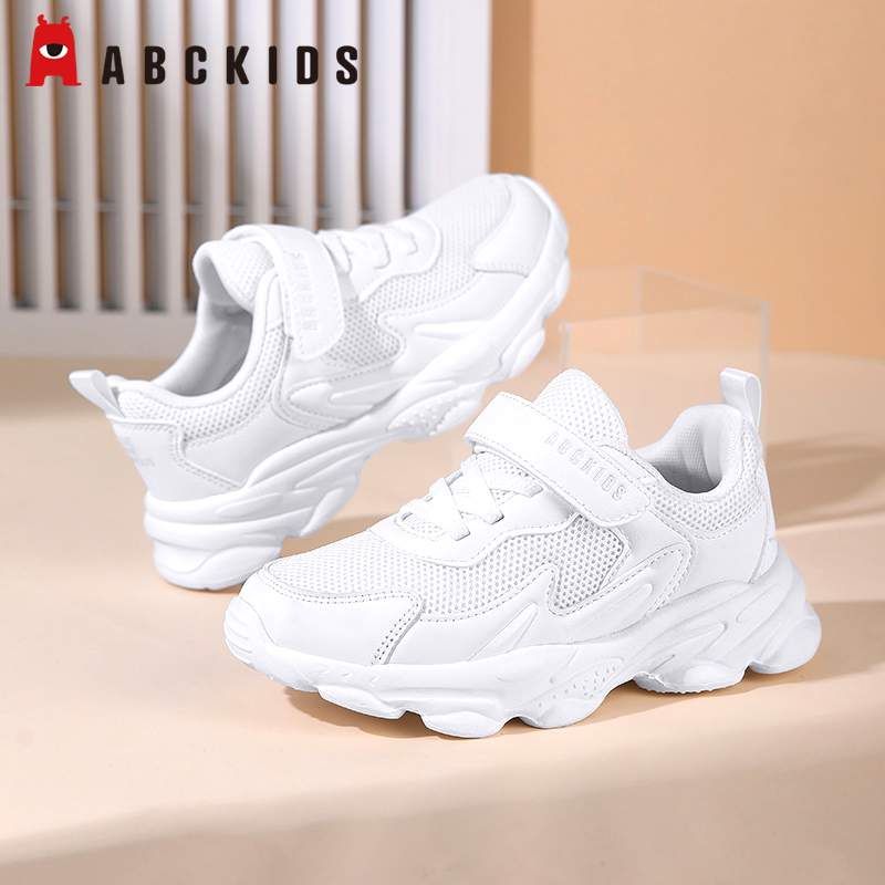 Abckids童鞋 儿童白色运动鞋2025春秋新款网面透气男孩女童小白鞋