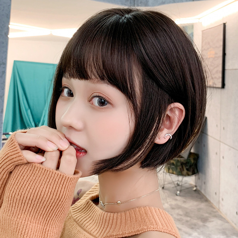 假发女短发网红圆脸气质时尚波波头自然修脸蓬松全头套式bobo发型