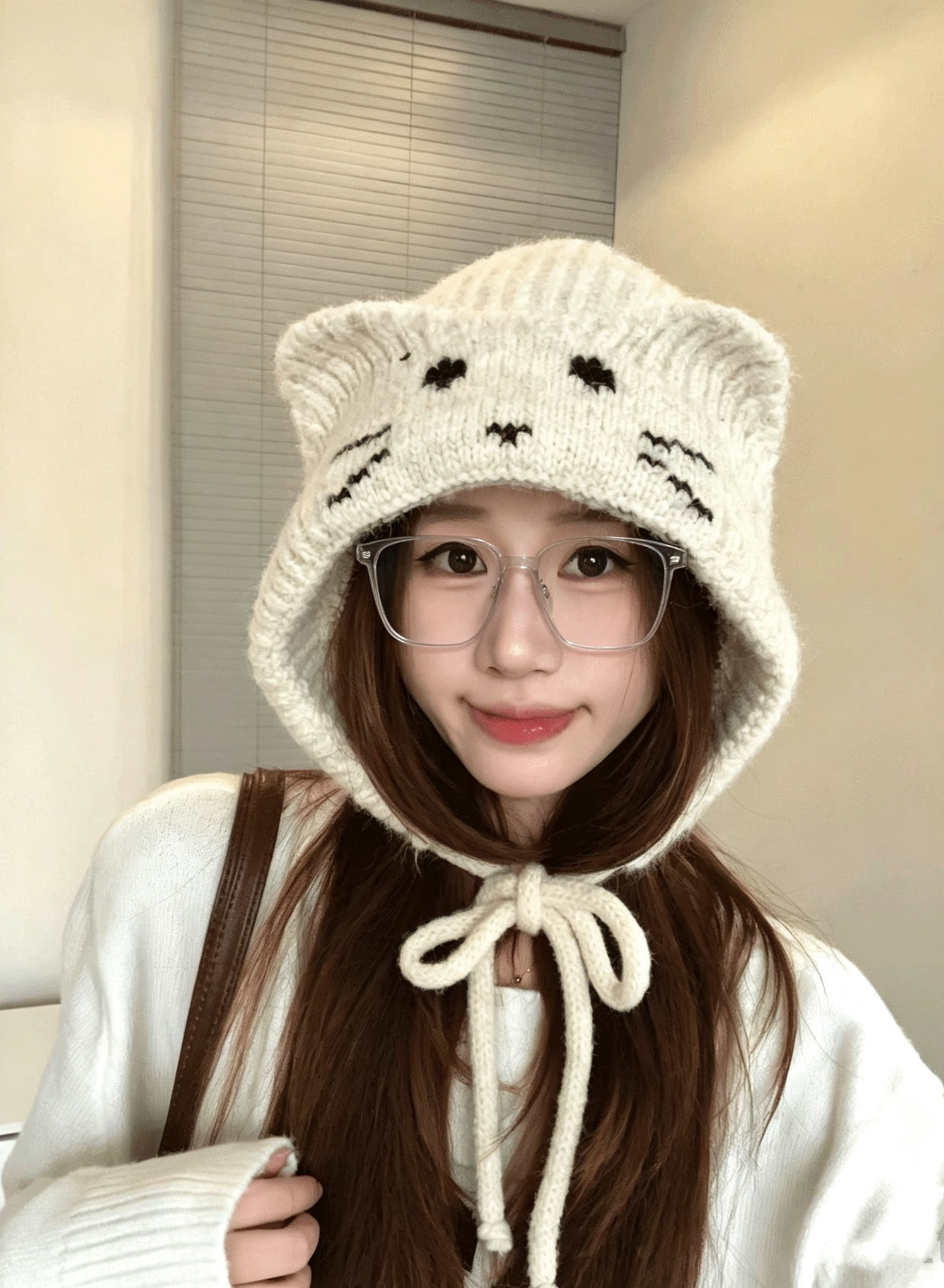 大头围毛线帽显脸小包头帽秋天帽子女洋气美式护耳针织帽黑色冷帽
