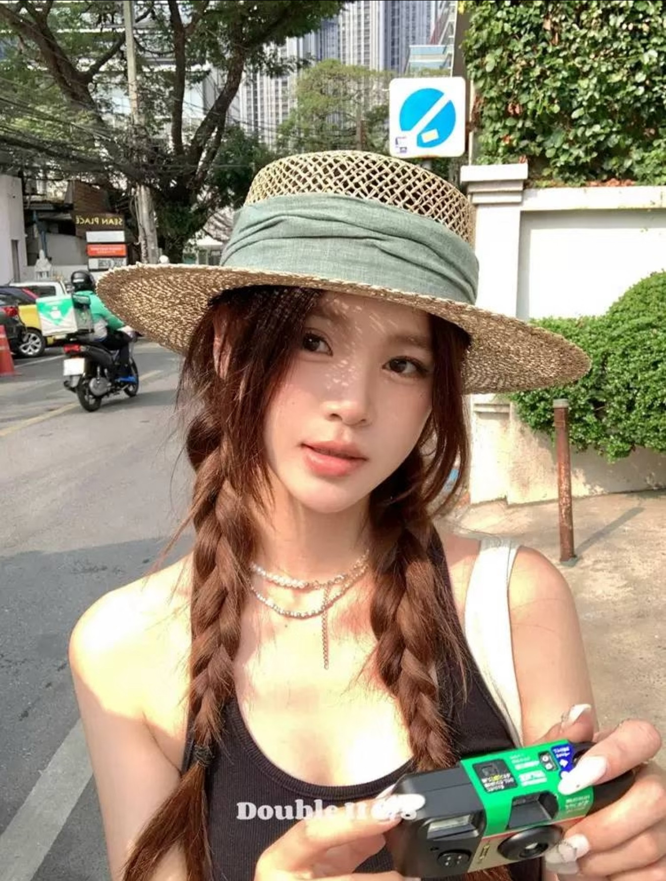 同款大沿帽防晒网眼大檐沙滩帽海边度假硬顶礼帽贴布咸草草帽