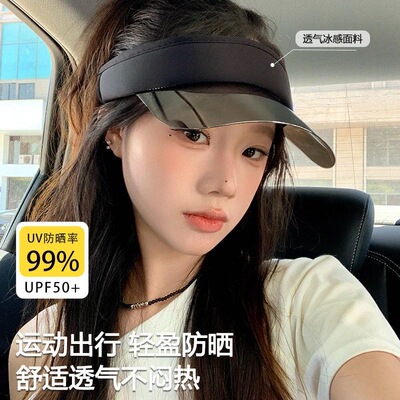 2026新款字母运动空顶防晒帽女夏季防紫外线遮阳凉帽网球跑步