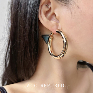 accrepublic气质金属耳圈轻奢小众设计感高级耳环女时尚 百搭耳饰