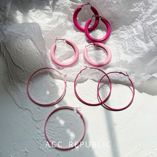 圆圈百搭女 大圈圈耳环轻奢朋克糖果色个性 accrepublic 芭比粉经典