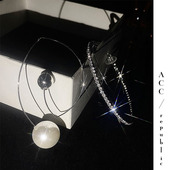 ACC小众设计不对称珍珠耳环新款 夸张大耳钉女夏季 高级感简约耳饰