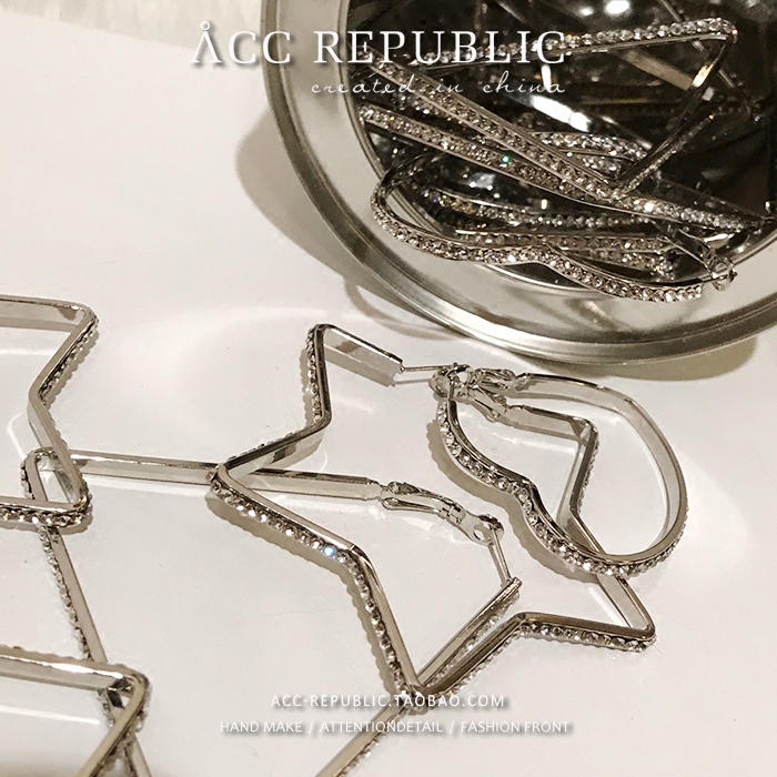 不规则星星爱心韩国蹦迪闪钻耳圈