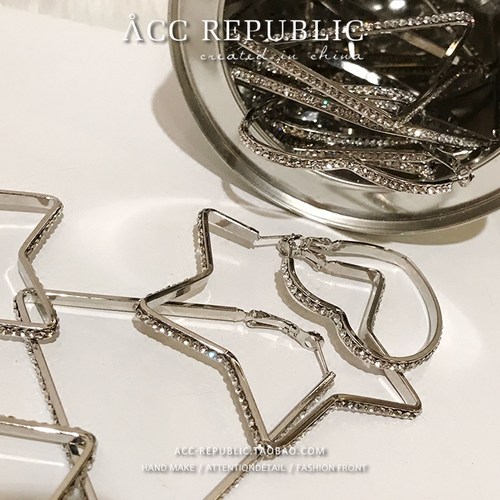 不规则星星爱心韩国蹦迪闪钻耳圈