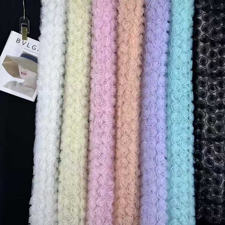 厂家直销 新款立体高中玫瑰钩花网纱绣花 蕾丝花边面料 刺绣布料,居家布艺,海绵垫/布料/面料/手工diy,淘宝优惠券,粉丝福利购,淘宝优惠卷
